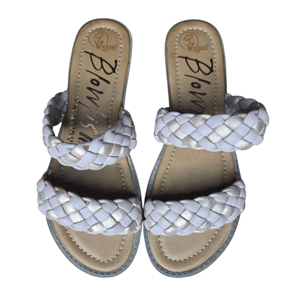Blowfish Malibu Vegan Bolley Rose Gold Braided Comfort Slide Sandals Size 9 - Picture 2 of 8